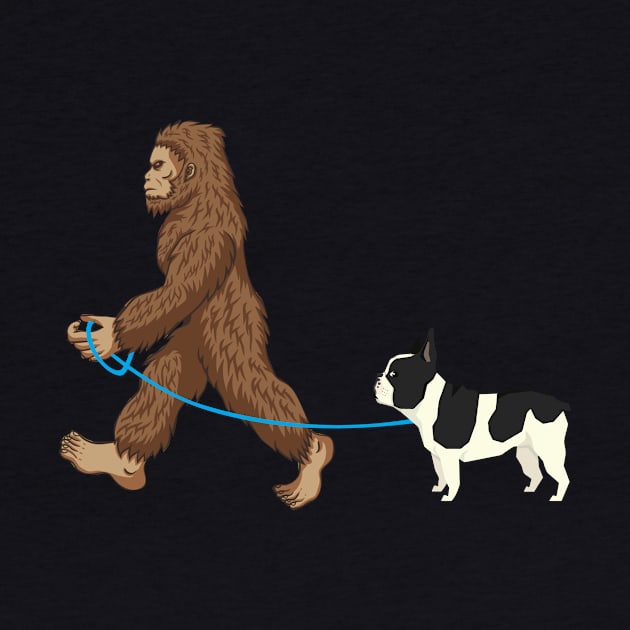 Bigfoot Dog Walk French Bulldog - Sasquatch Dog Lovers by SkivingtonAllanss